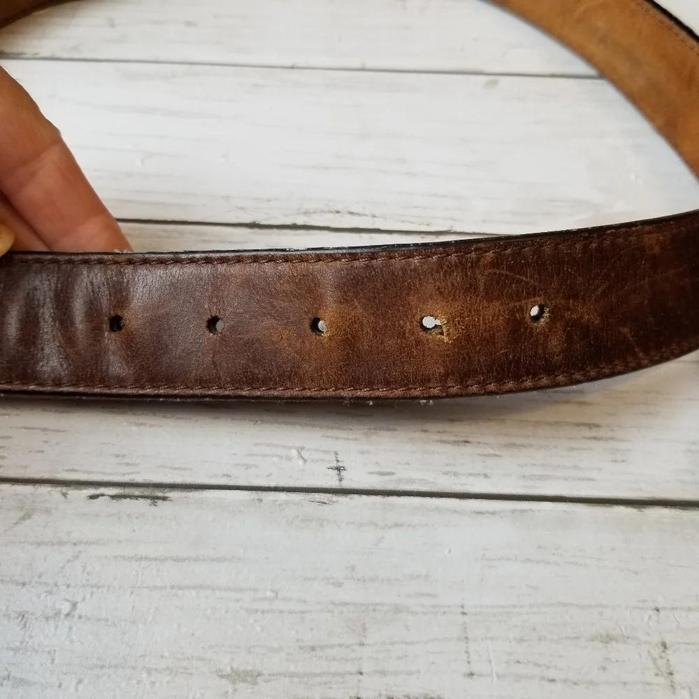 Georgia Boot Logo Brown Genuine Leather Belt